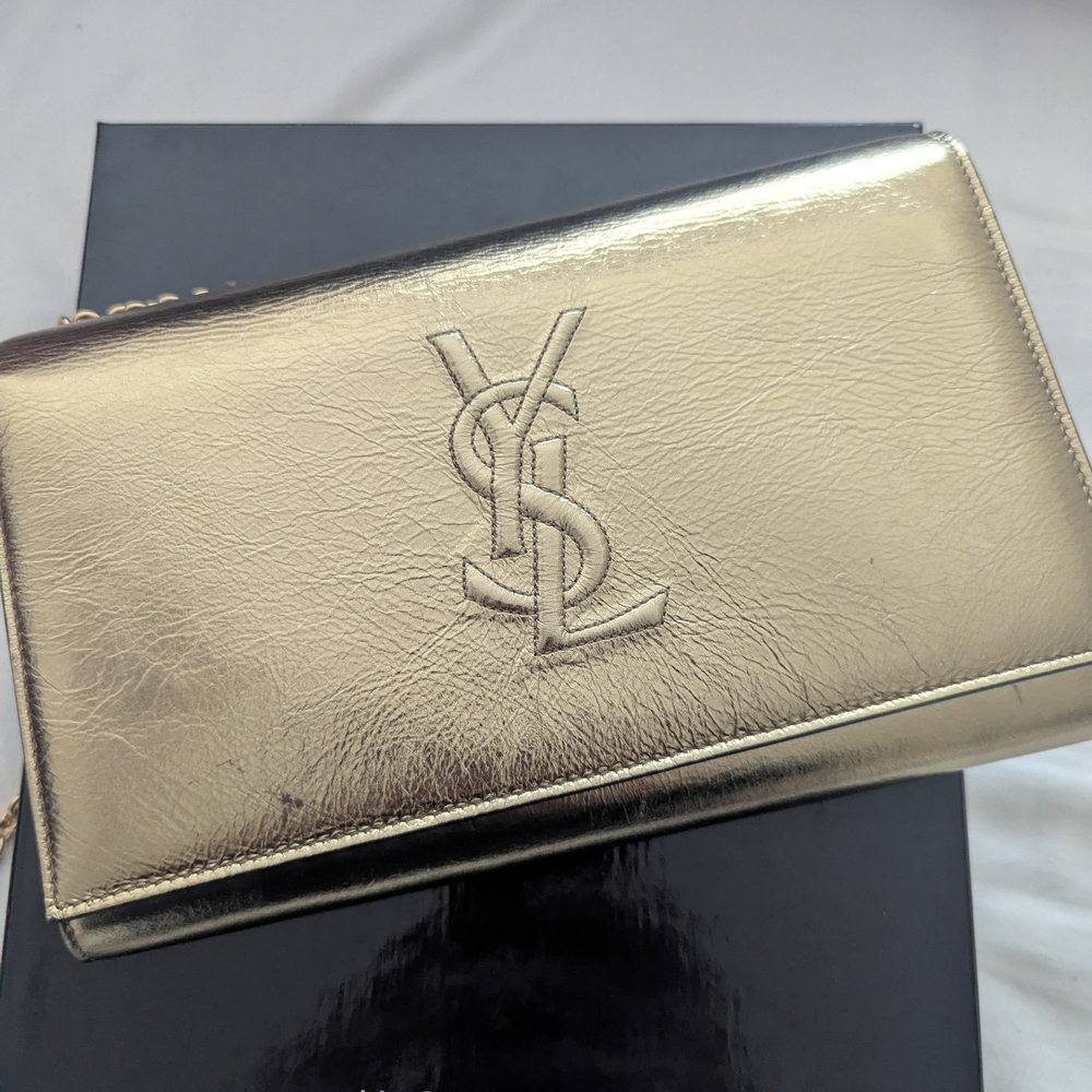 YSL Gold Clutch with chain